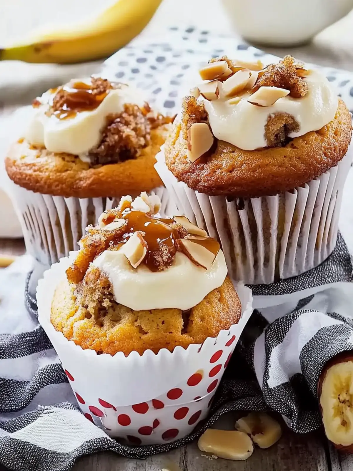 Butter Almond Caramel Banana Muffins
