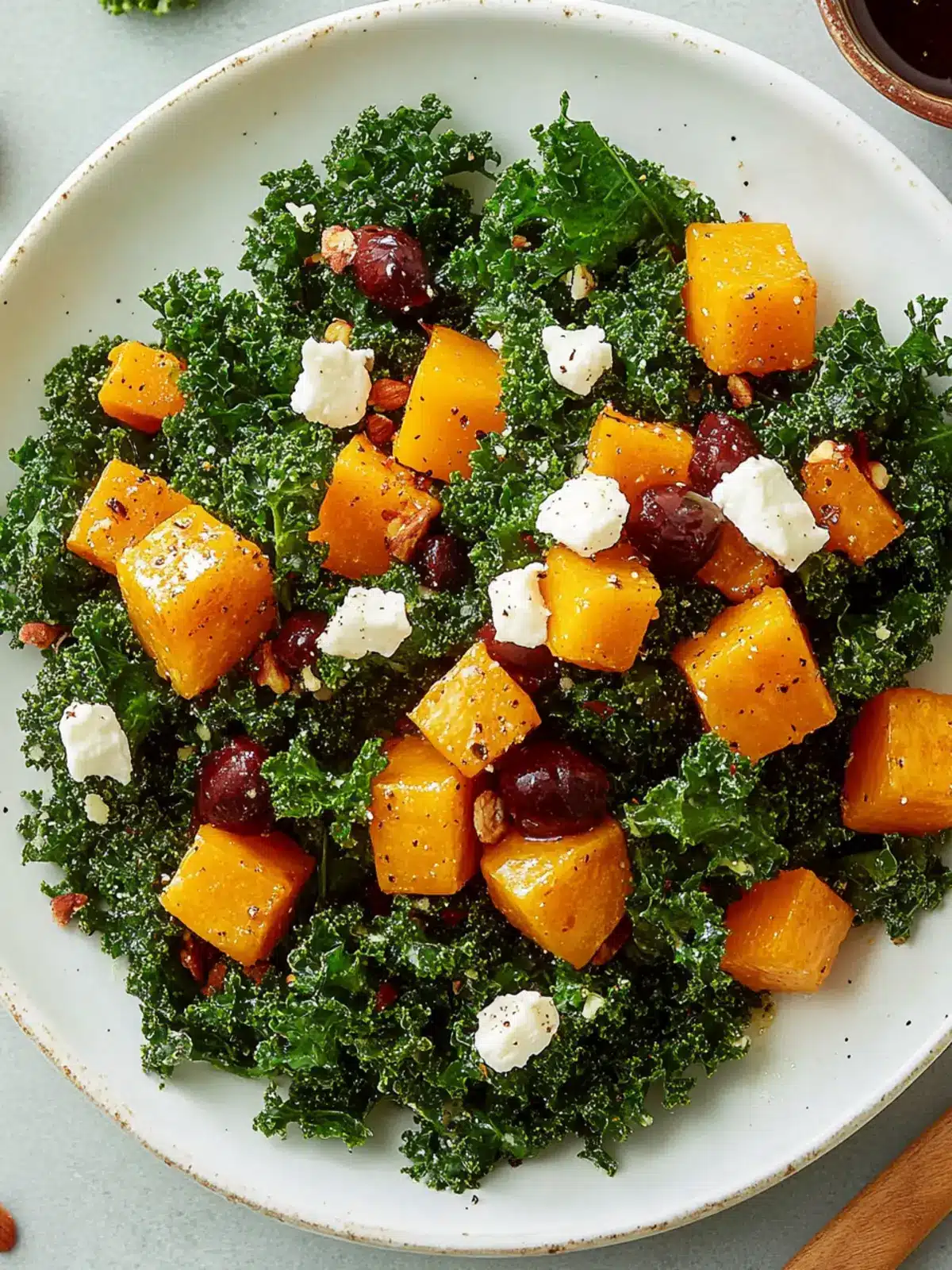 Air Fryer Roasted Butternut Squash & Kale Salad with Balsamic-Maple Dressing