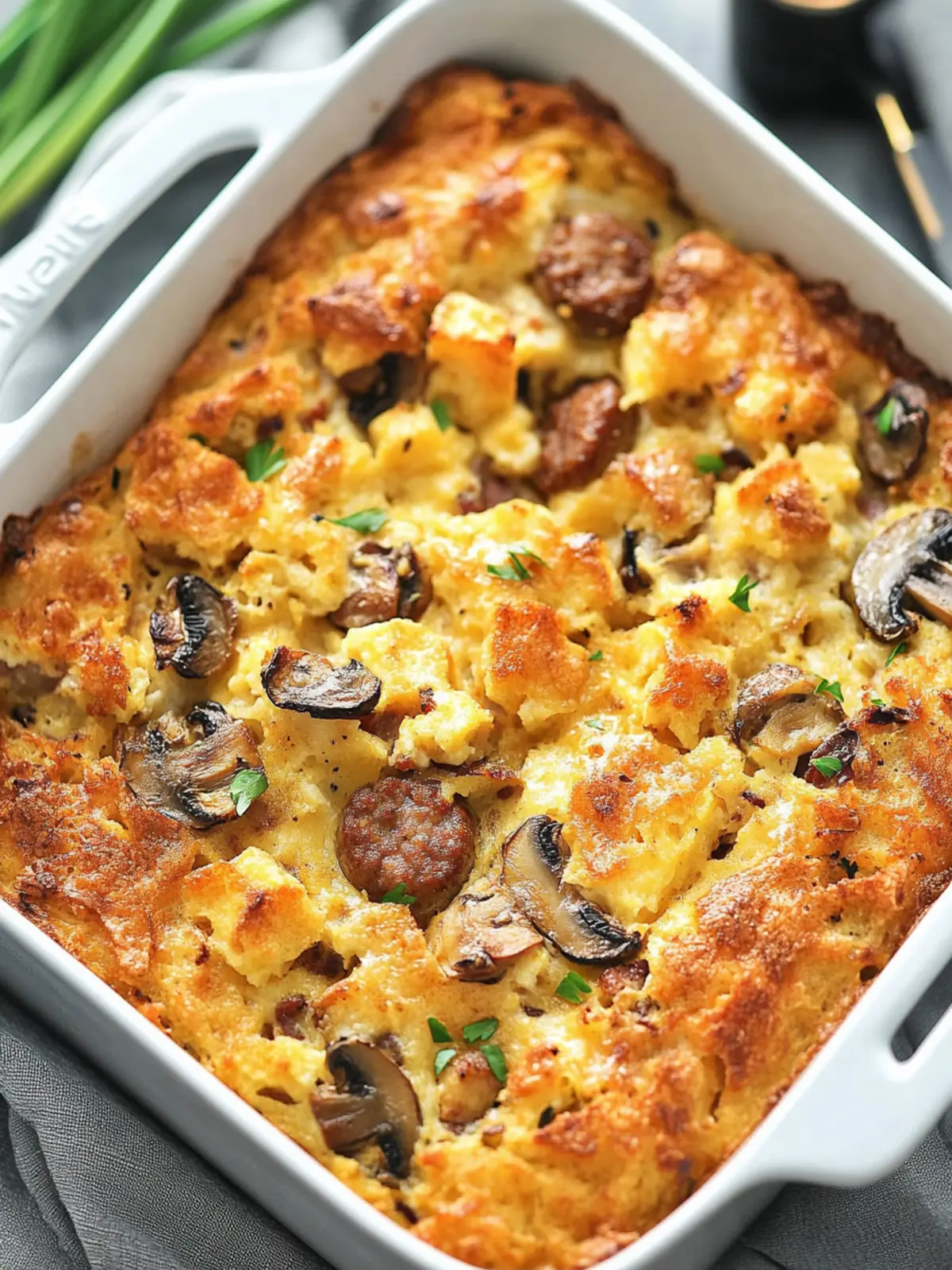 Breakfast Strata with Sausage and Mushrooms for Weekend Brunch 5 Breakfast Strata with Sausage and Mushrooms
