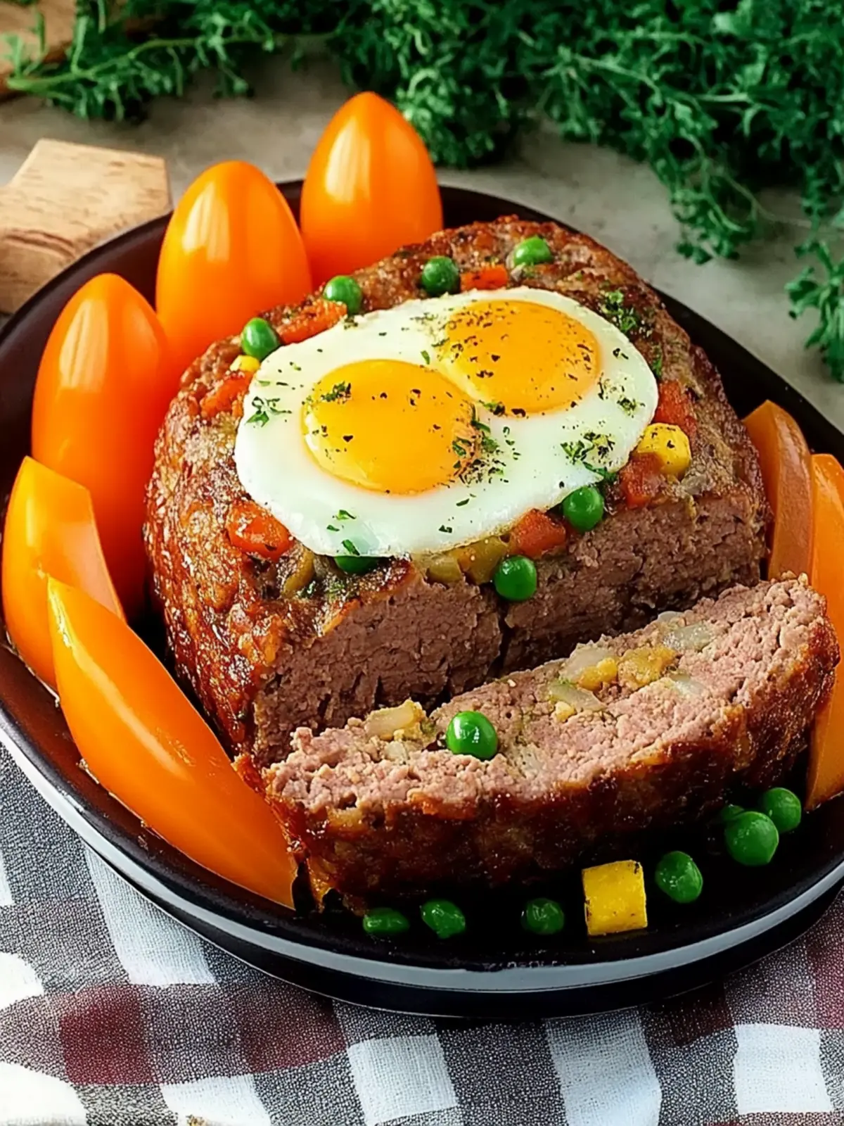 Stuffed meatloaf with egg