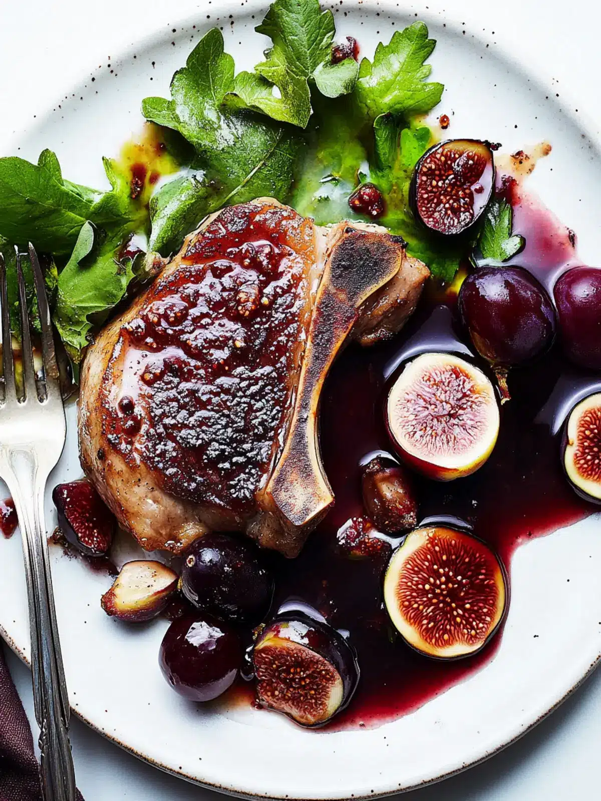 Pork Chops with Fig and Grape Agrodolce for New Year's Eve Delight 2 Pork Chops With Fig and Grape Agrodolce- New Year's Eve main course