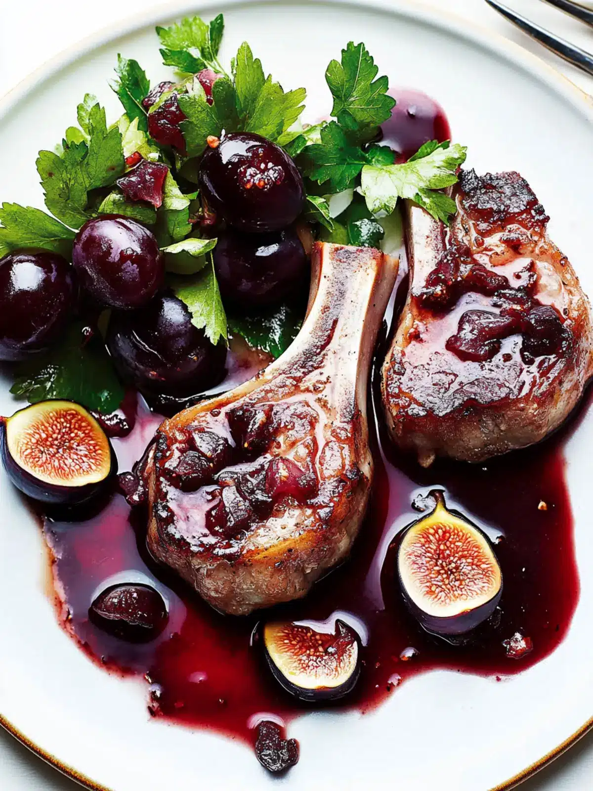 Pork Chops with Fig and Grape Agrodolce for New Year's Eve Delight 4 Pork Chops With Fig and Grape Agrodolce- New Year's Eve main course