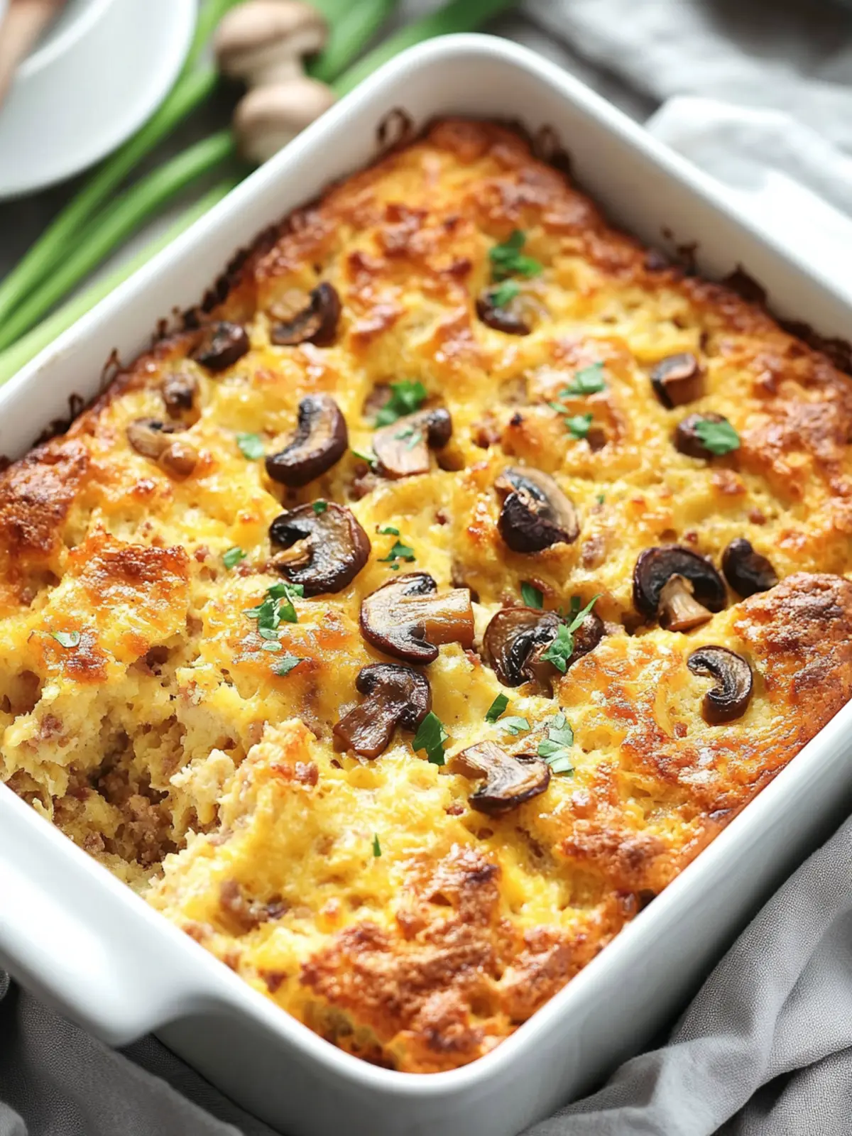 Breakfast Strata with Sausage and Mushrooms for Weekend Brunch 4 Breakfast Strata with Sausage and Mushrooms