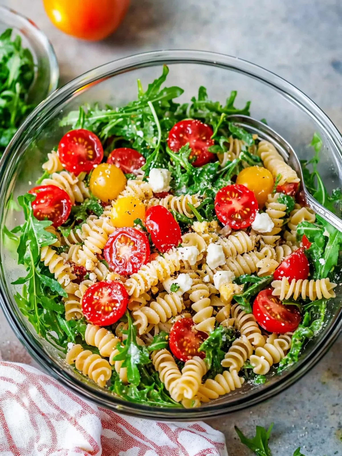 Creamy Arugula Pasta Salad with Goat Cheese and Tomato Bliss 4 Creamy Arugula Pasta Salad with Goat Cheese and Tomato