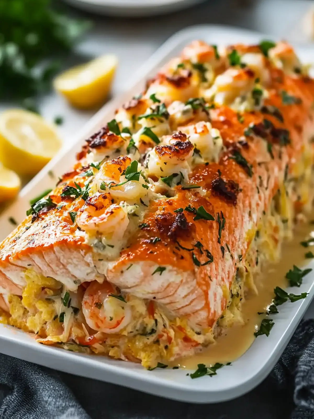 Crab and Shrimp Stuffed Salmon: A Gourmet Seafood Delight