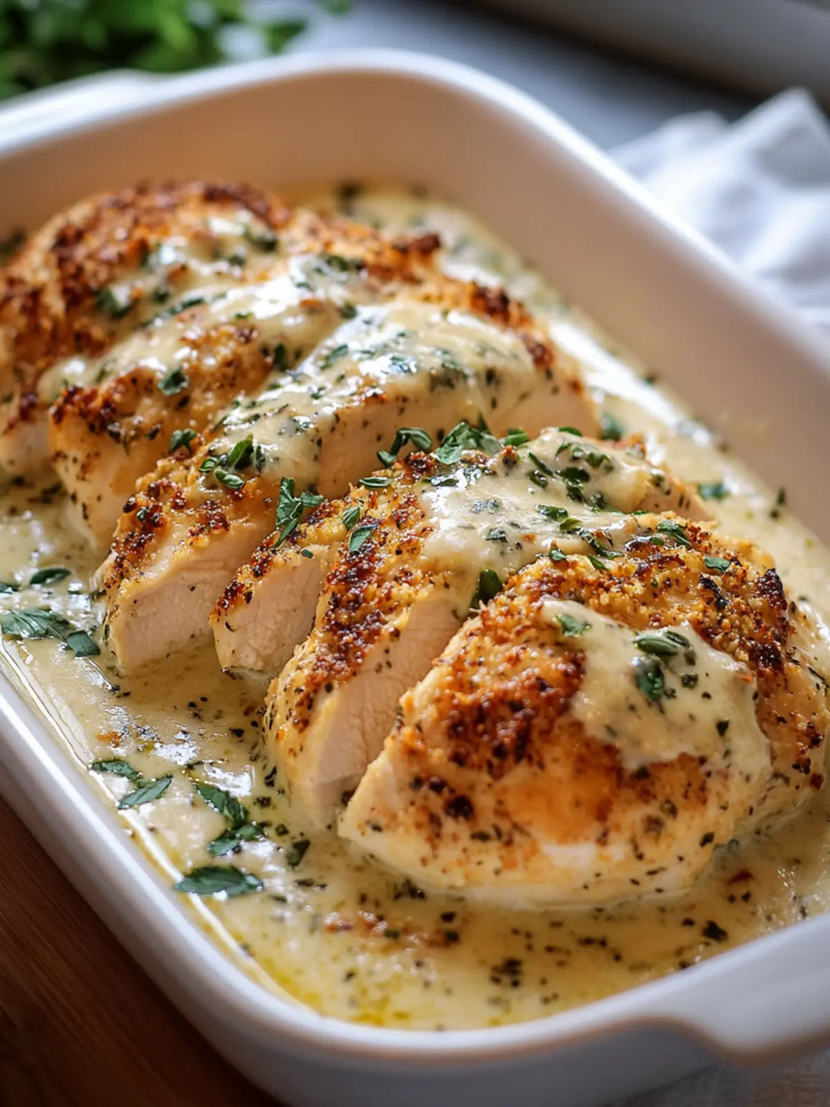 Baked Caesar Chicken with Creamy Parmesan Sauce