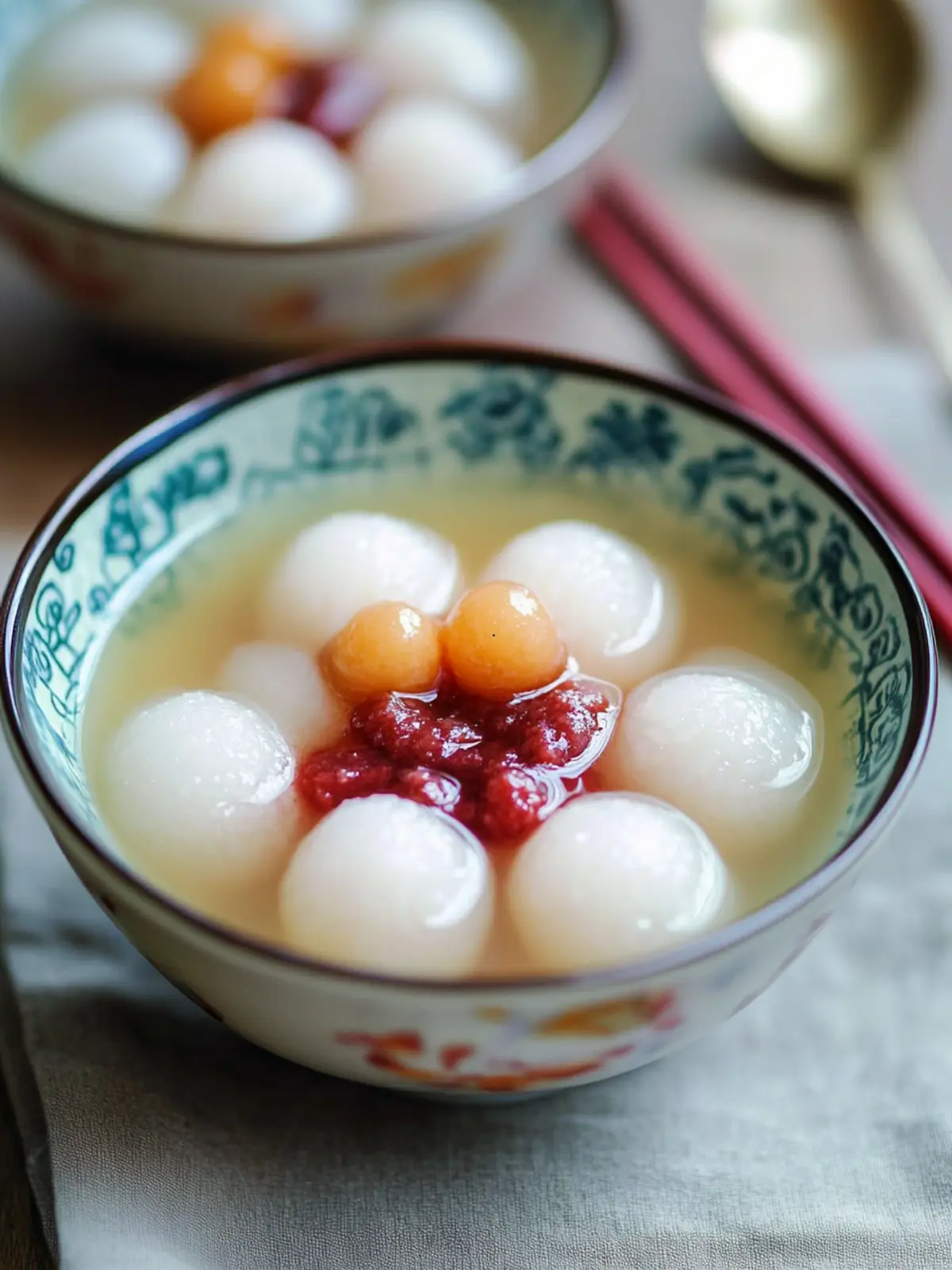 Tang Yuan (Glutinous Rice Balls) with Red Bean Paste Filling- Traditional dishes for Lunar New year