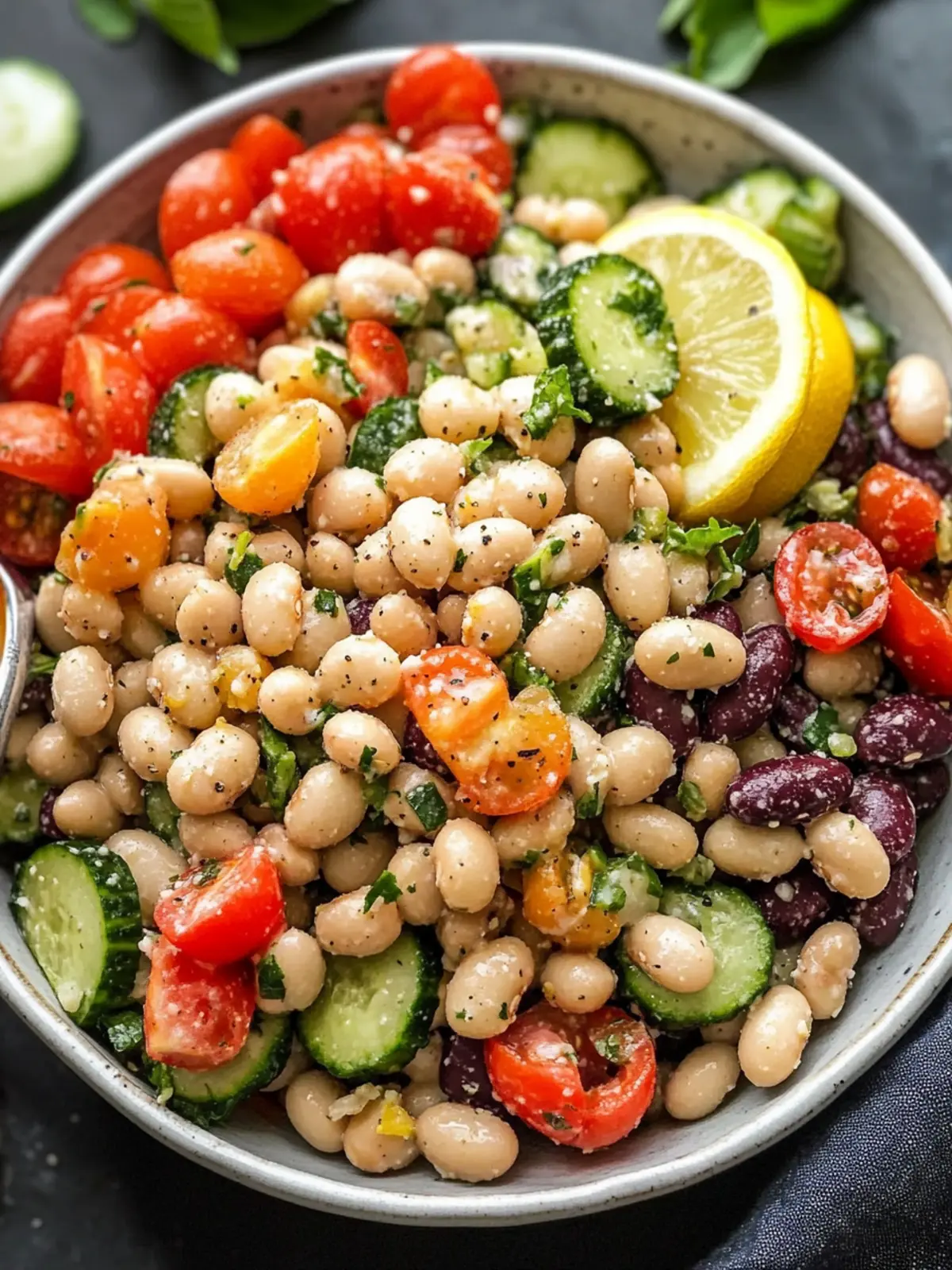 Delicious Greek Bean Salad with Lemon Marinated Beans Bliss 3 Greek Bean Salad with Lemon Marinated Beans