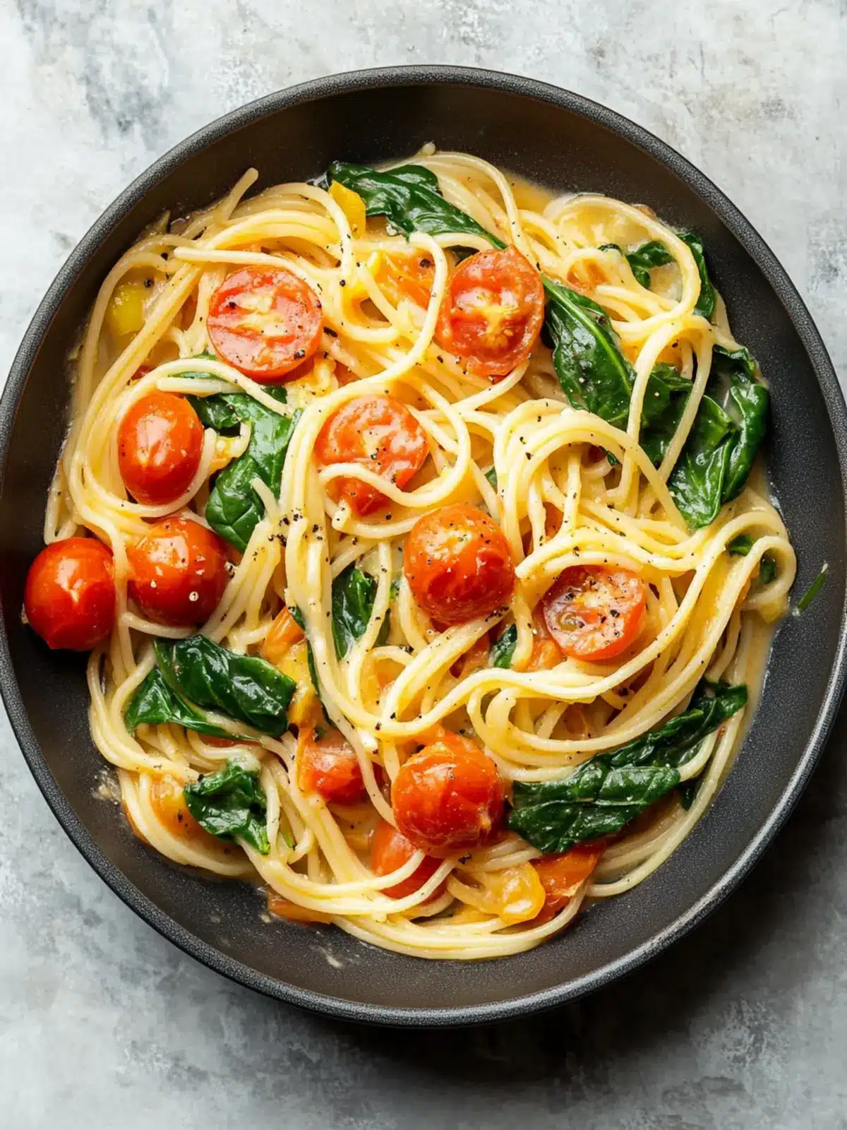 Fresh Spinach and Tomato Pasta