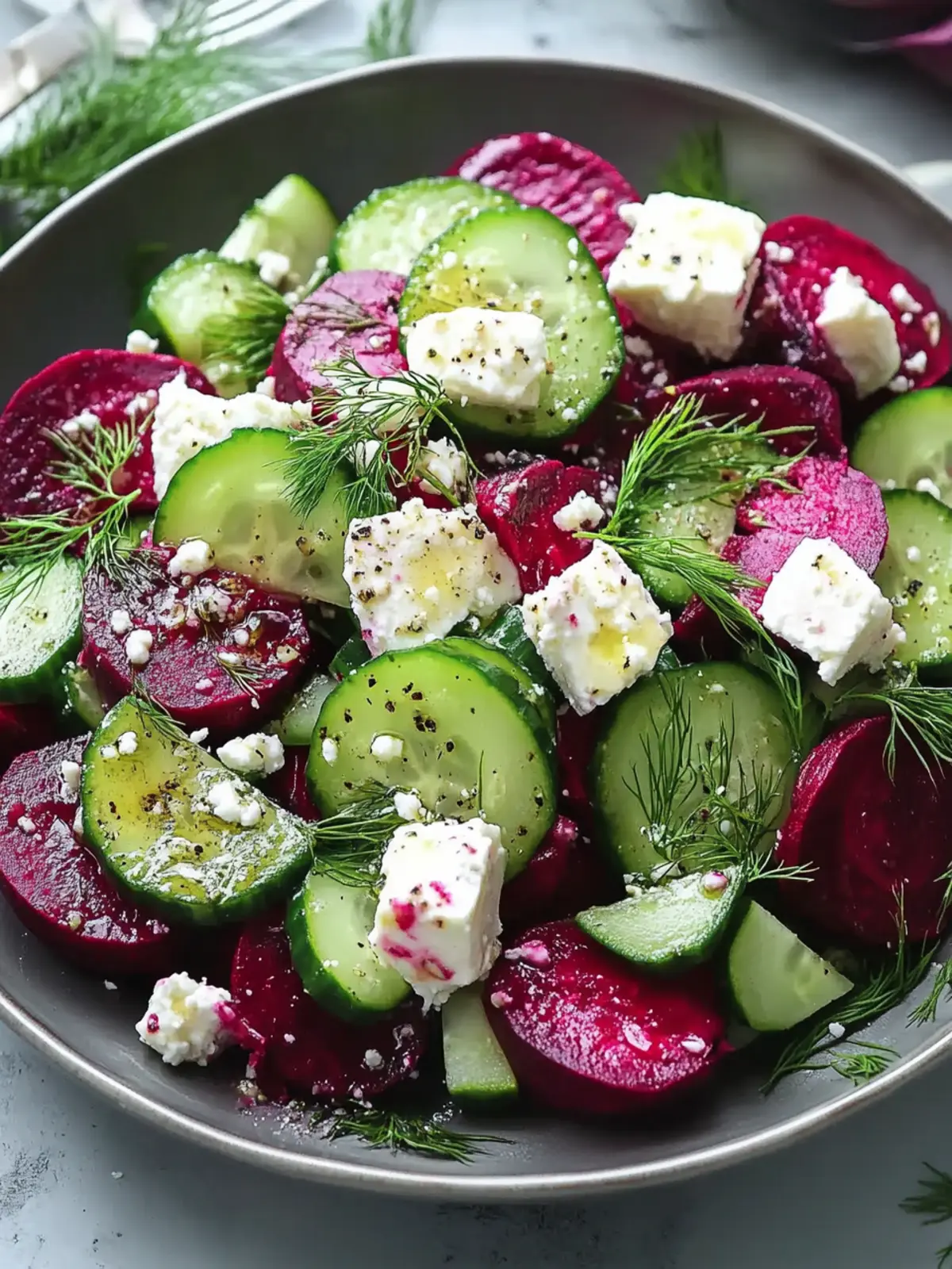 Vibrant Beet Feta Salad with Cucumber and Dill for Summer Bliss 4 Vibrant Beet Feta Salad with Cucumber and Dill