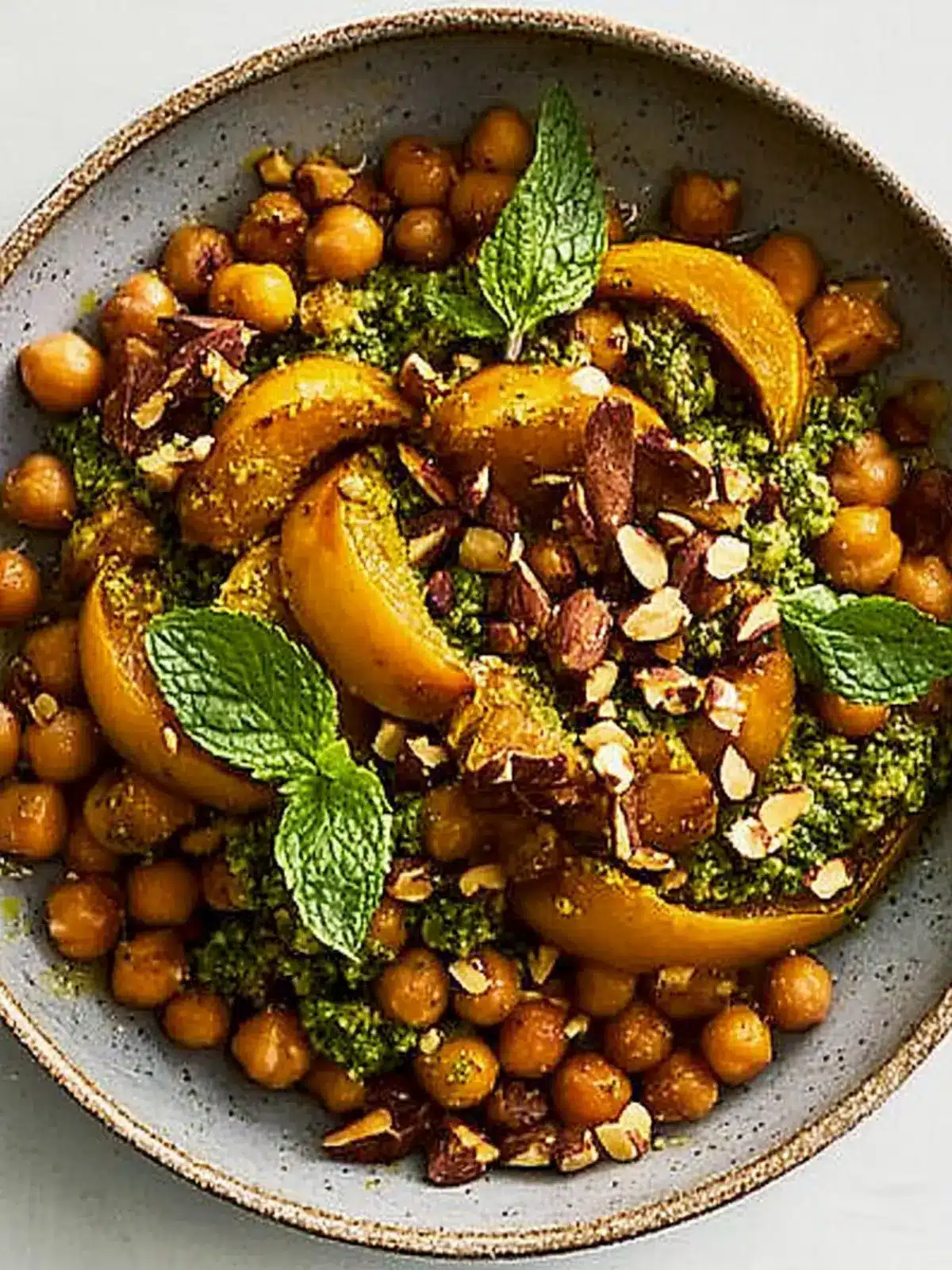 Maple-Roasted Squash and Chickpeas With Mint-Pistachio Pesto