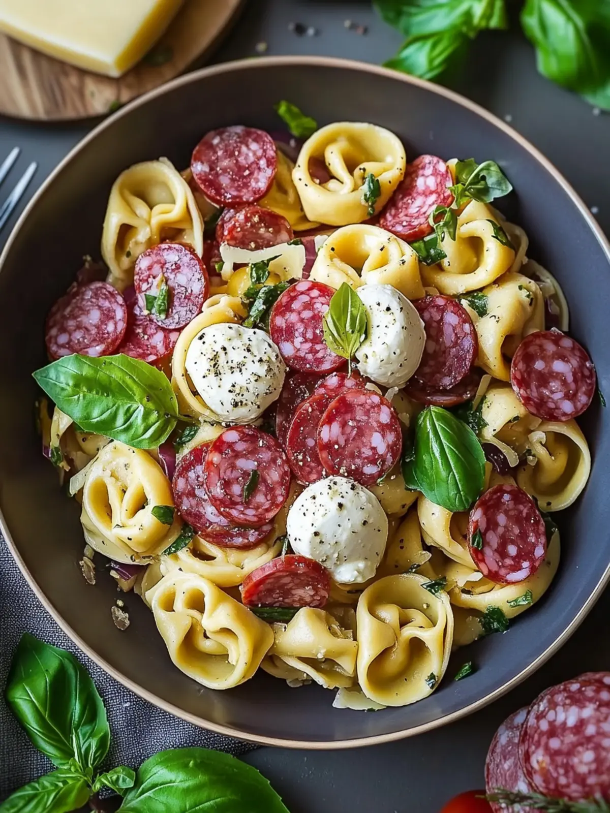 Salami-Mozzarella Tortellini Pasta Salad