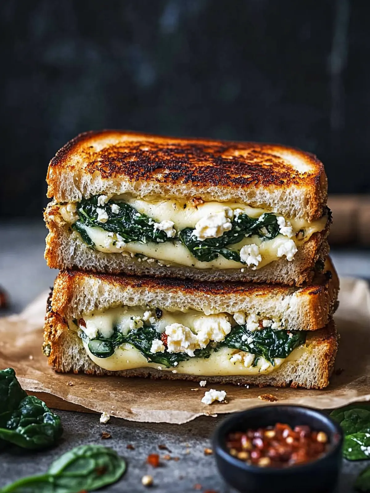 Feta Grilled Cheese Sandwich with Spinach