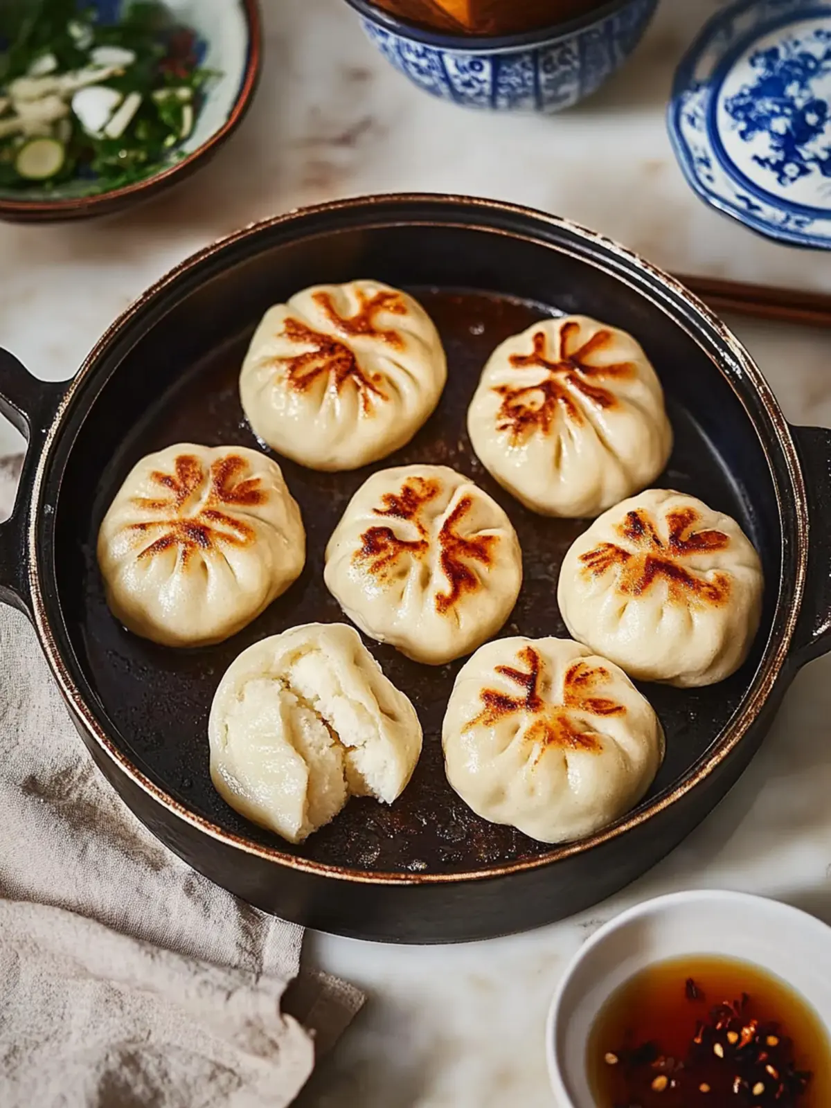 Sheng Jian Bao (Pan-Fried Pork Buns)- Traditional Lunar Year's Recipes