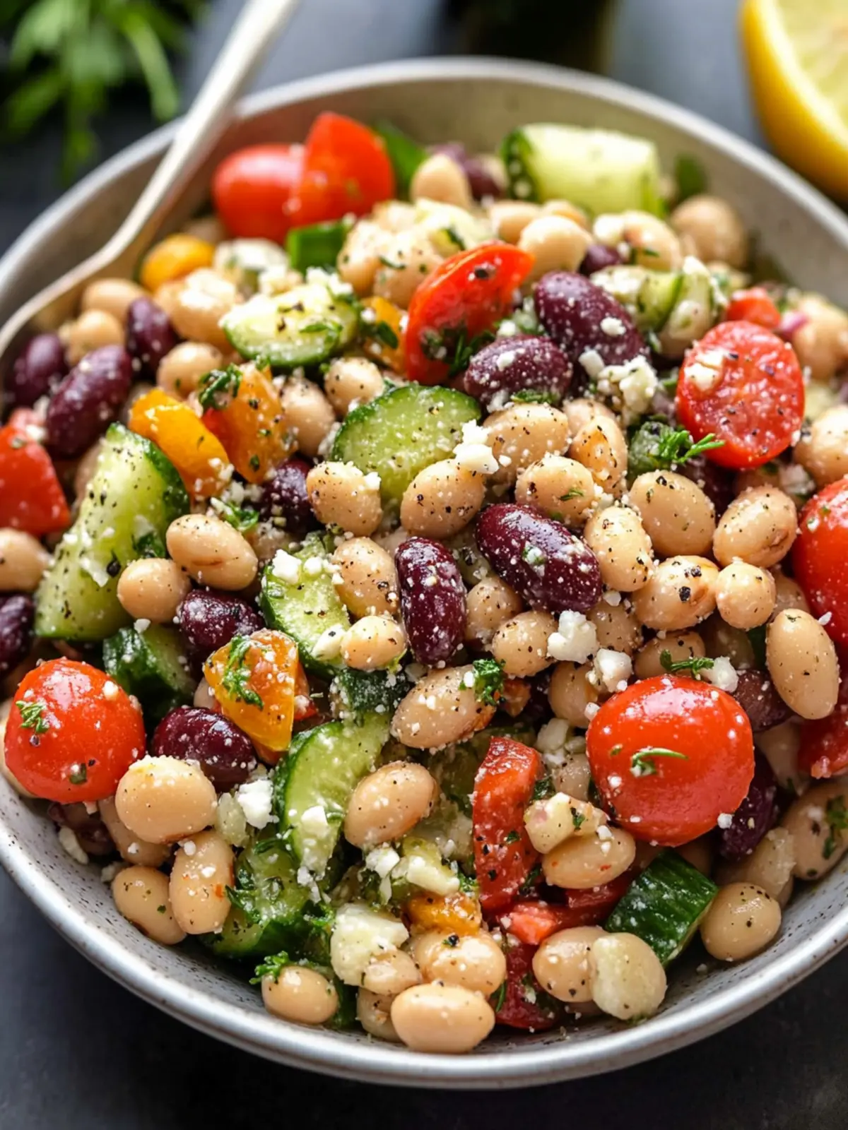 Delicious Greek Bean Salad with Lemon Marinated Beans Bliss 2 Greek Bean Salad with Lemon Marinated Beans