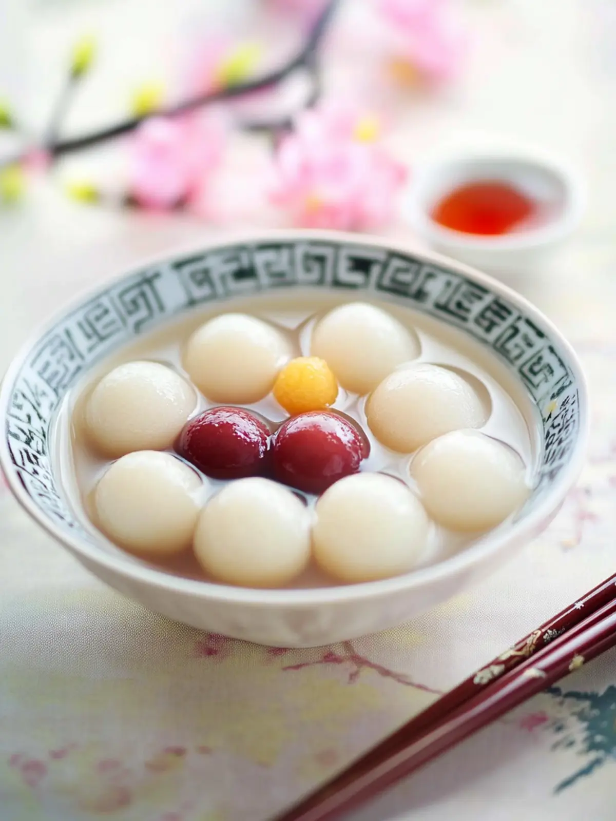 Tang Yuan (Glutinous Rice Balls) with Red Bean Paste Filling- Traditional dishes for Lunar New year
