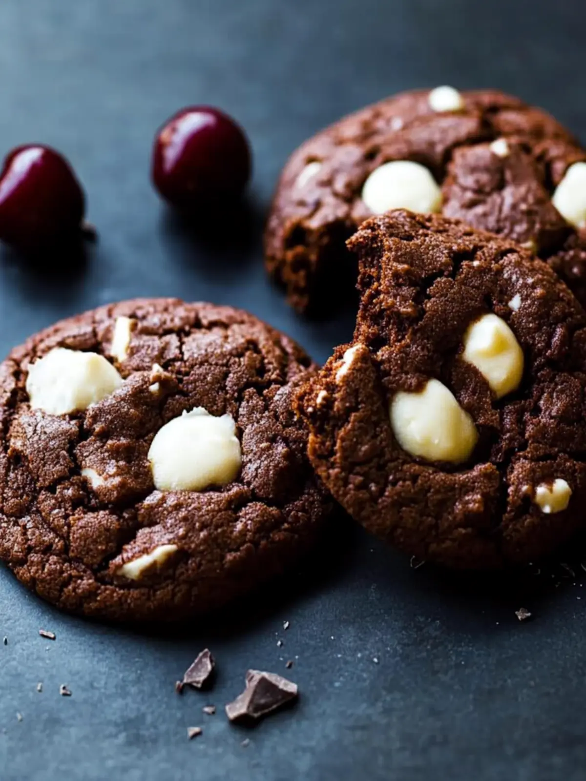 Chewy Chocolate Cookies with White Chocolate and Cherries Delight 2 Chocolate Cookies With White Chocolate and Cherries