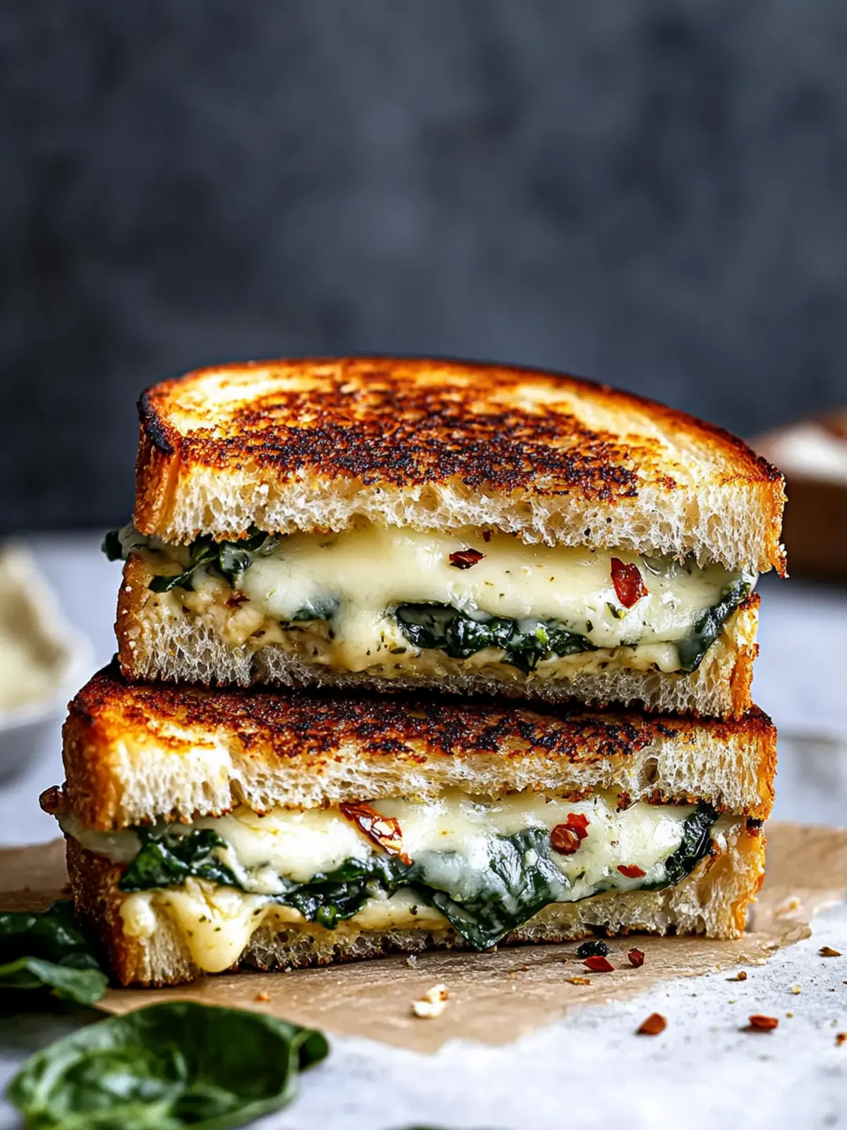 Feta Grilled Cheese Sandwich with Spinach
