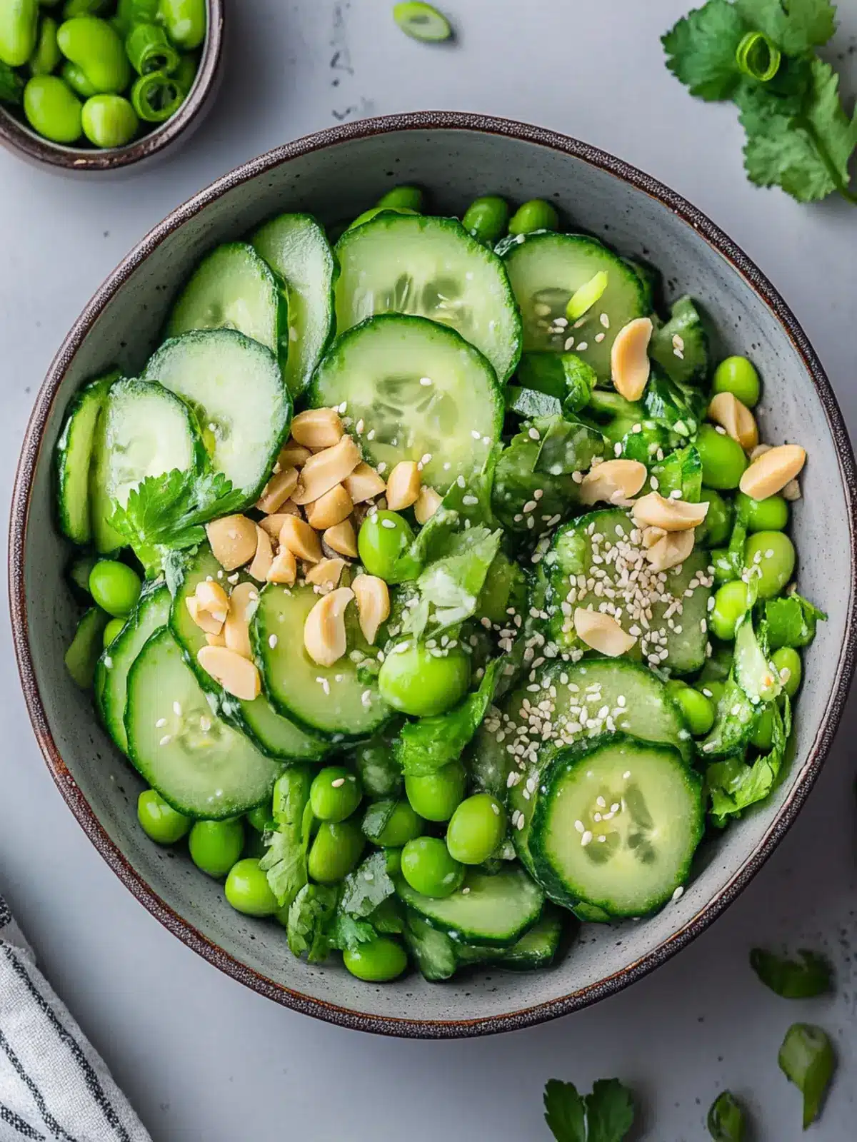 Cucumber Edamame Salad with Creamy Miso Dressing