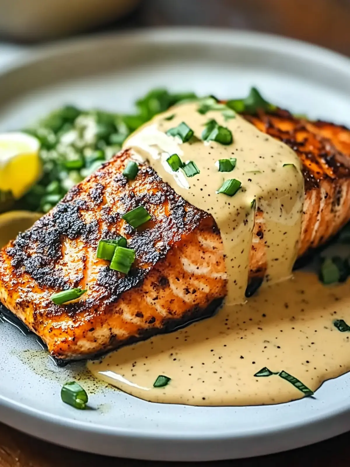 Blackened Salmon with Creamy Dijon Sauce: Easy Elegant Dinner 4 Blackened Salmon with Creamy Dijon Sauce: Fancy-Without-Trying Weeknight Dinner