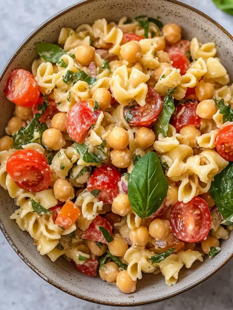 Chickpea Pasta Salad with Creamy Tahini Dressing