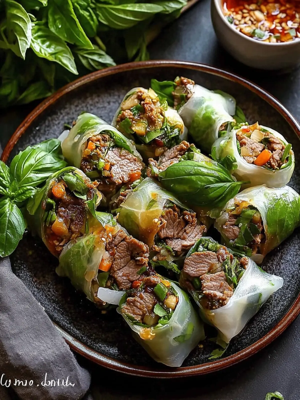 Thai Basil Beef Rolls