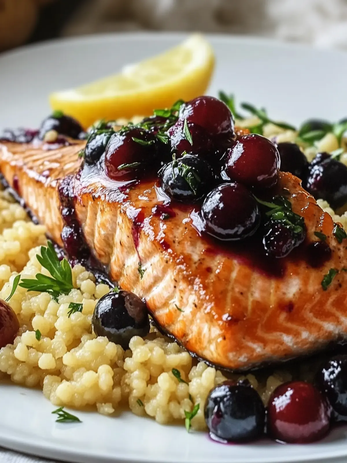 Blueberry Glazed Salmon with Lemon Herb Couscous Bliss 5 Blueberry Glazed Salmon with Lemon Herb Couscous