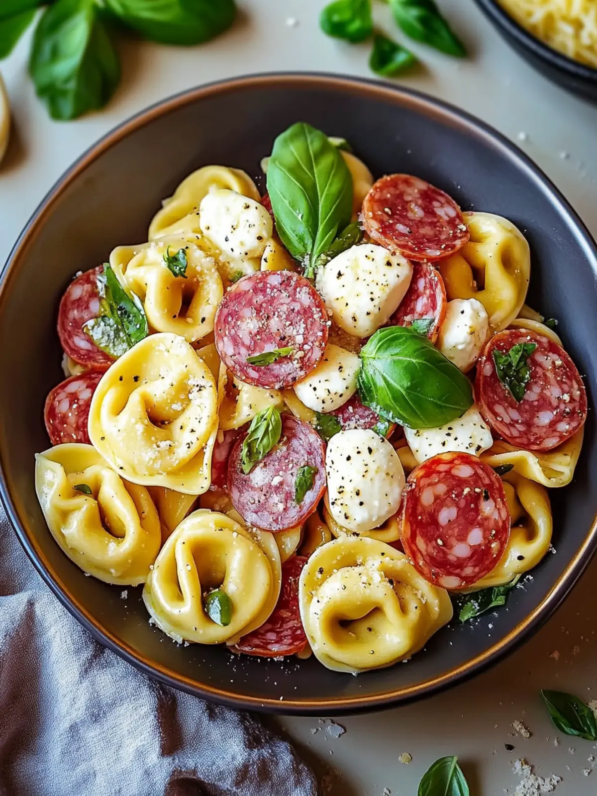 Salami-Mozzarella Tortellini Pasta Salad
