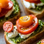 Tomato Crostini with Pesto and Ricotta- For Romantic Dinner