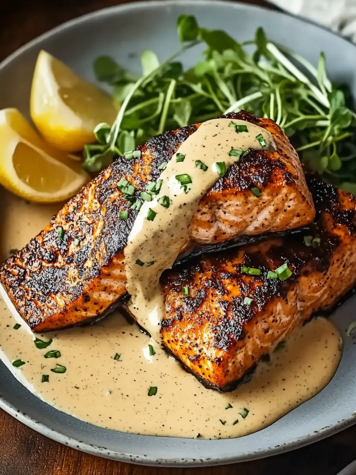 Blackened Salmon with Creamy Dijon Sauce: Easy Elegant Dinner 3 Blackened Salmon with Creamy Dijon Sauce: Fancy-Without-Trying Weeknight Dinner