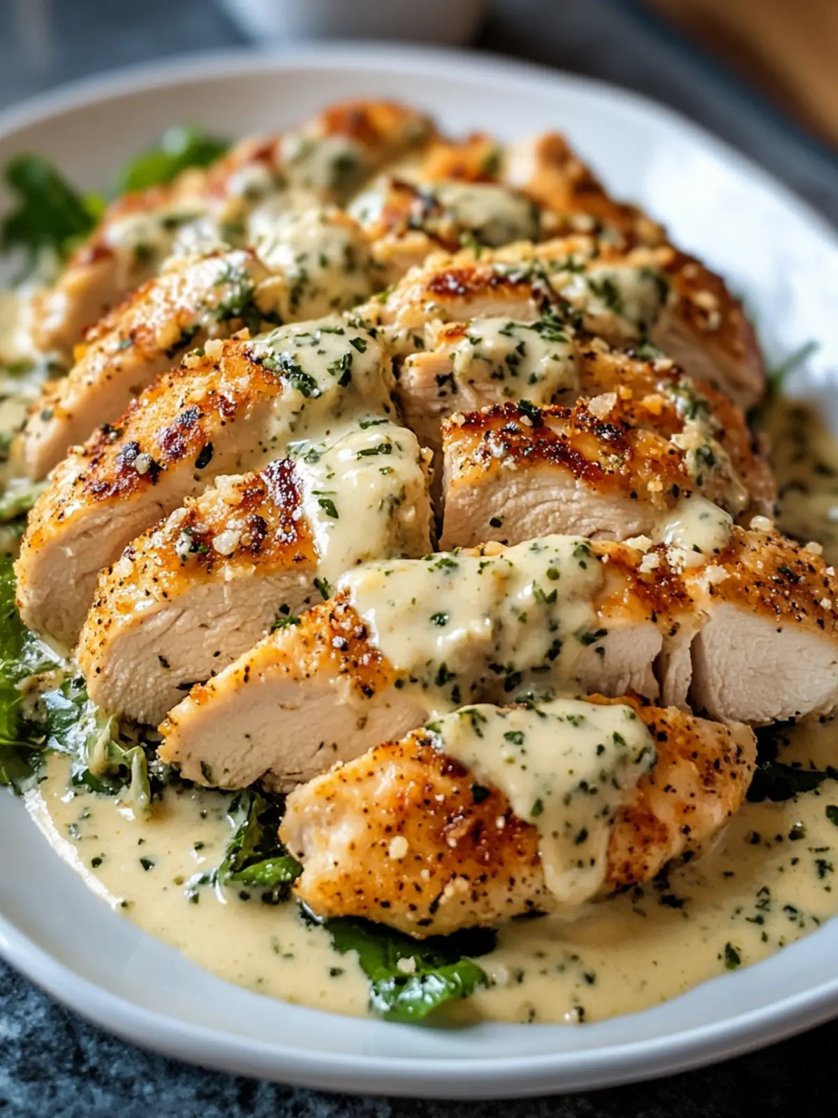 Baked Caesar Chicken with Creamy Parmesan Sauce