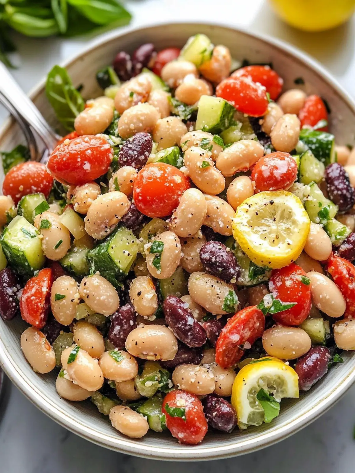 Delicious Greek Bean Salad with Lemon Marinated Beans Bliss 4 Greek Bean Salad with Lemon Marinated Beans