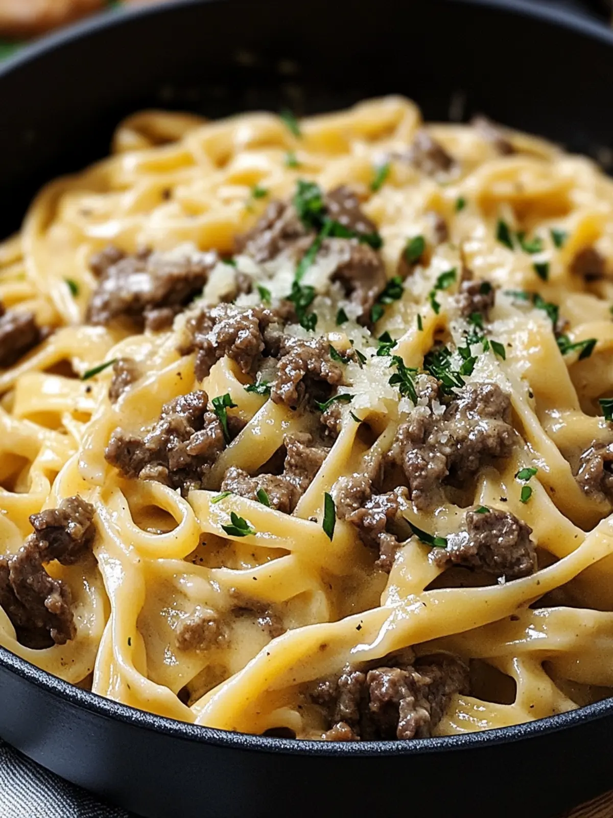 One-Pot Creamy Beef and Garlic Butter Pasta