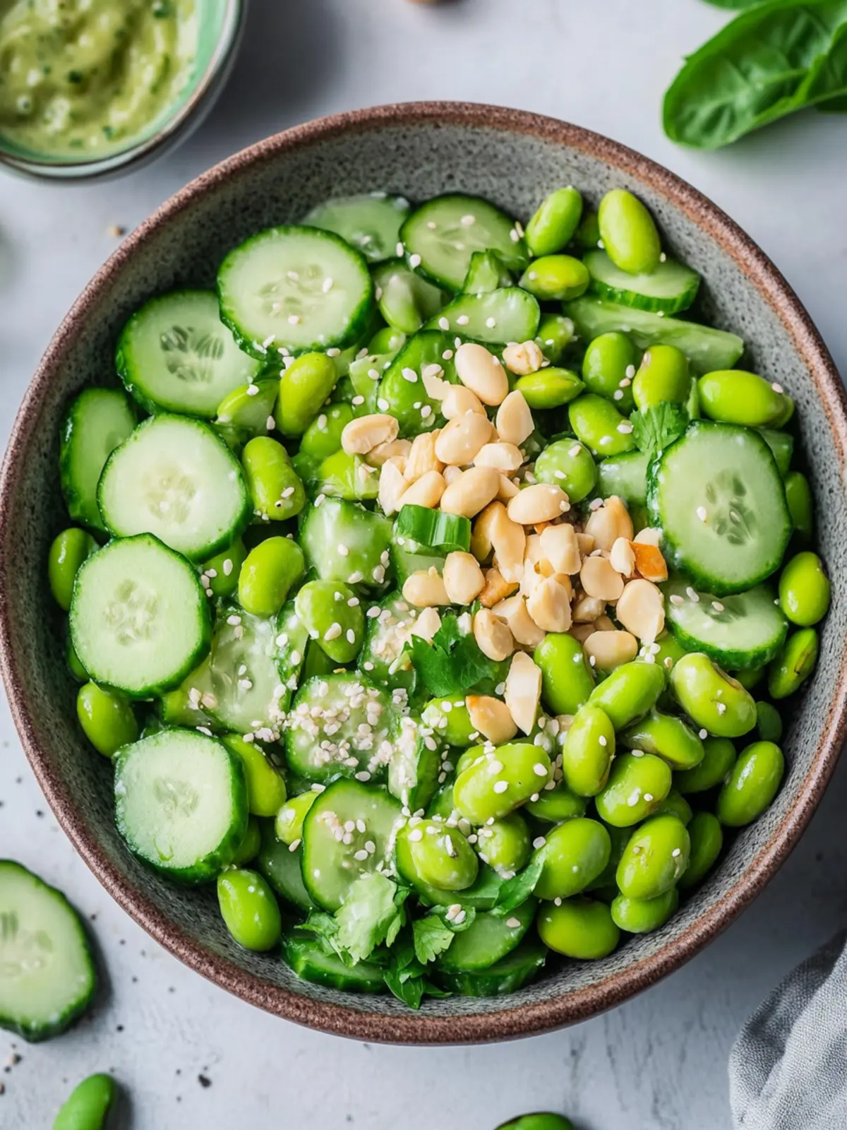 Cucumber Edamame Salad with Creamy Miso Dressing