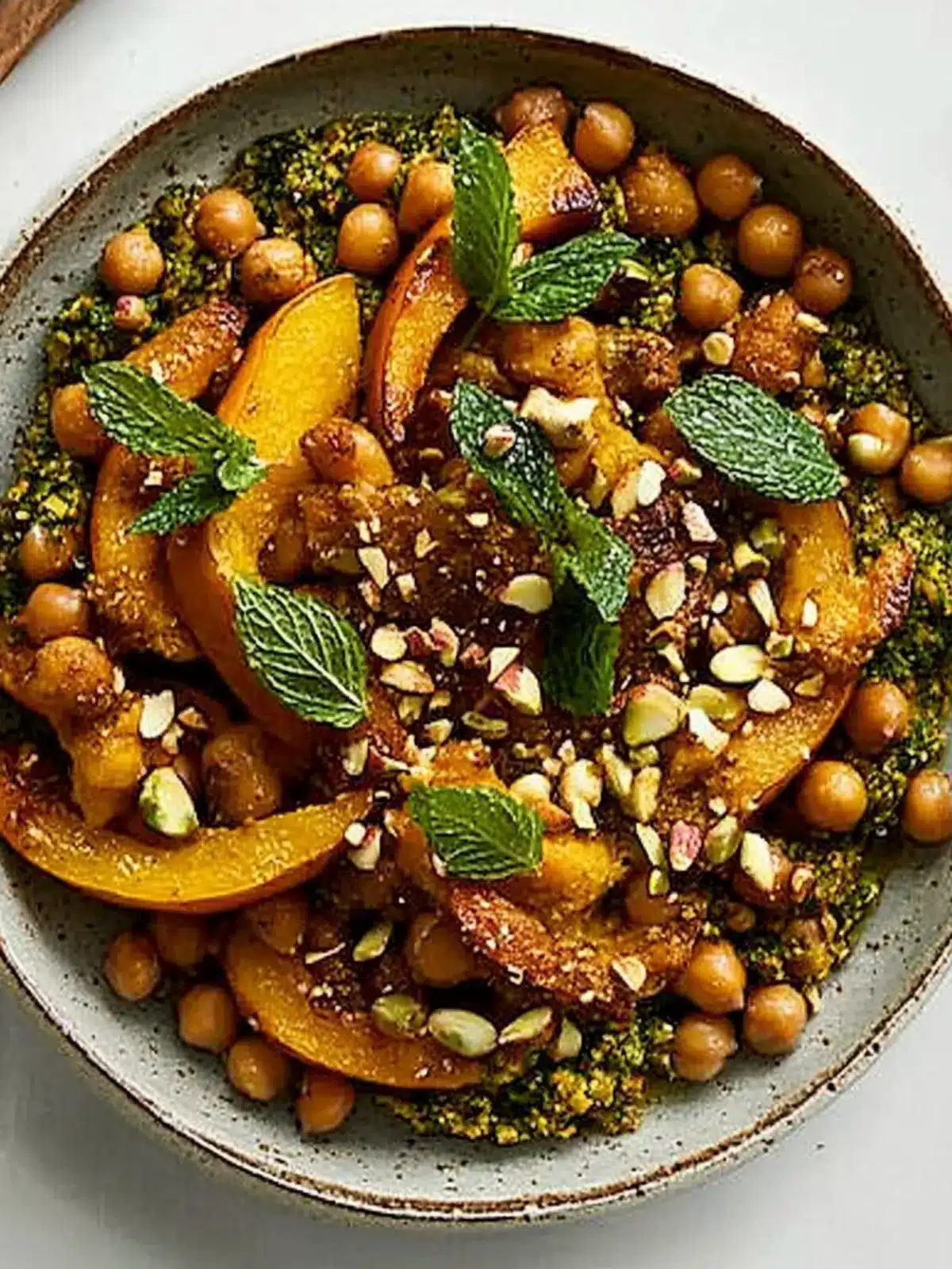 Maple-Roasted Squash and Chickpeas With Mint-Pistachio Pesto
