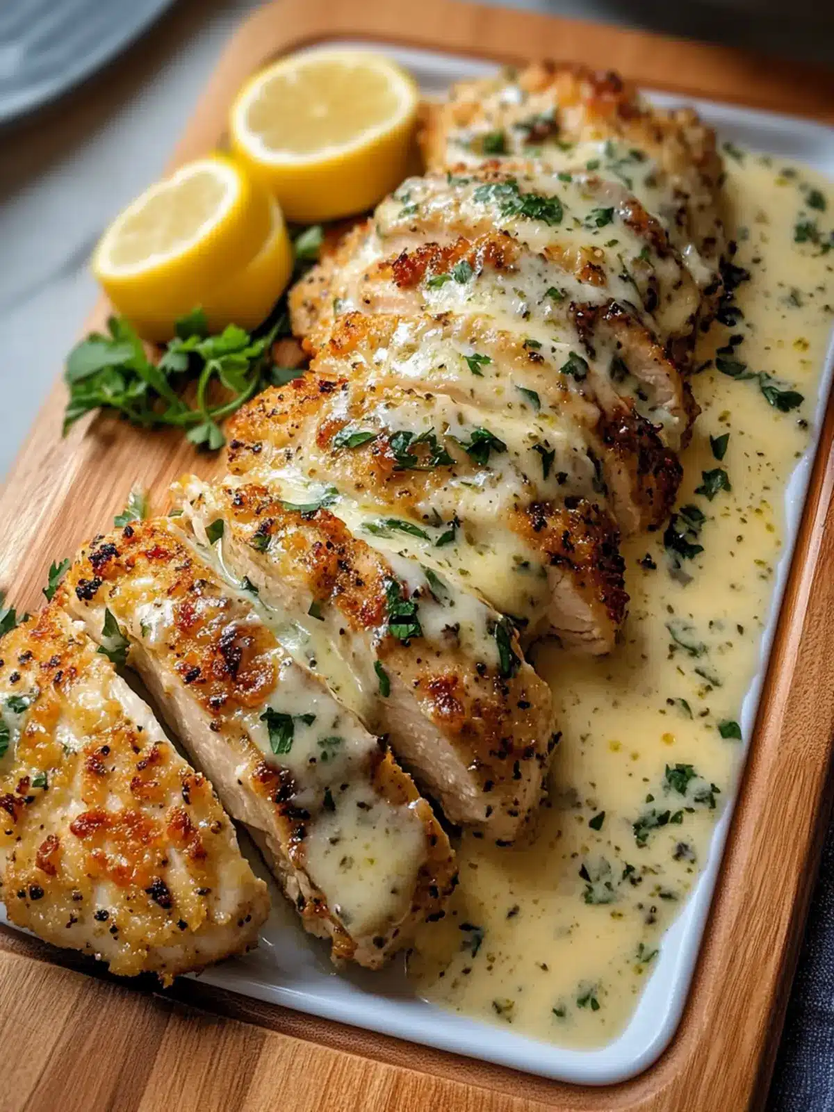 Baked Caesar Chicken with Creamy Parmesan Sauce