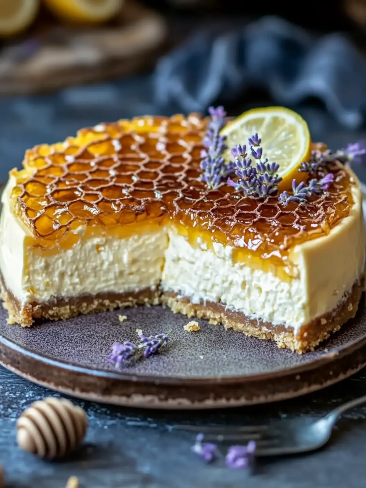 Ultimate Lemon Lavender Cheesecake with Honeycomb Bliss 5 Ultimate Lemon Lavender Cheesecake Topped with Honeycomb: A Culinary Masterpiece