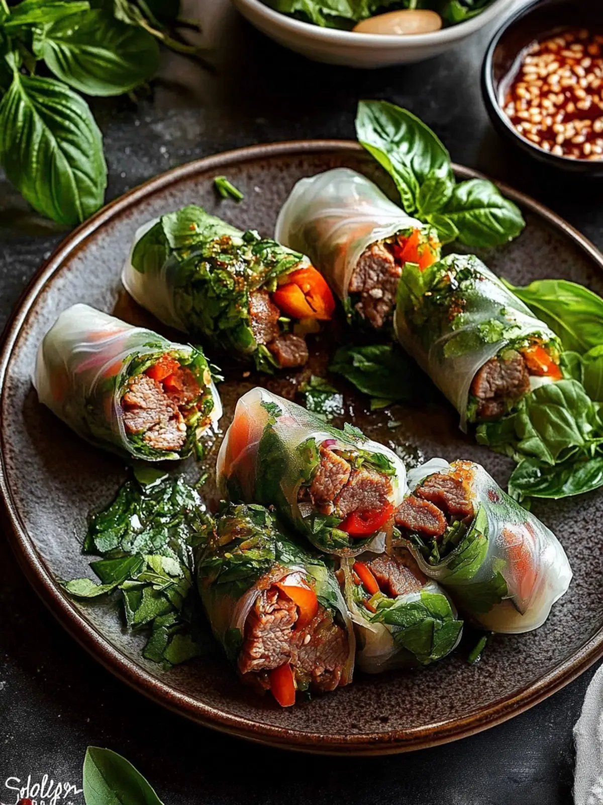 Thai Basil Beef Rolls