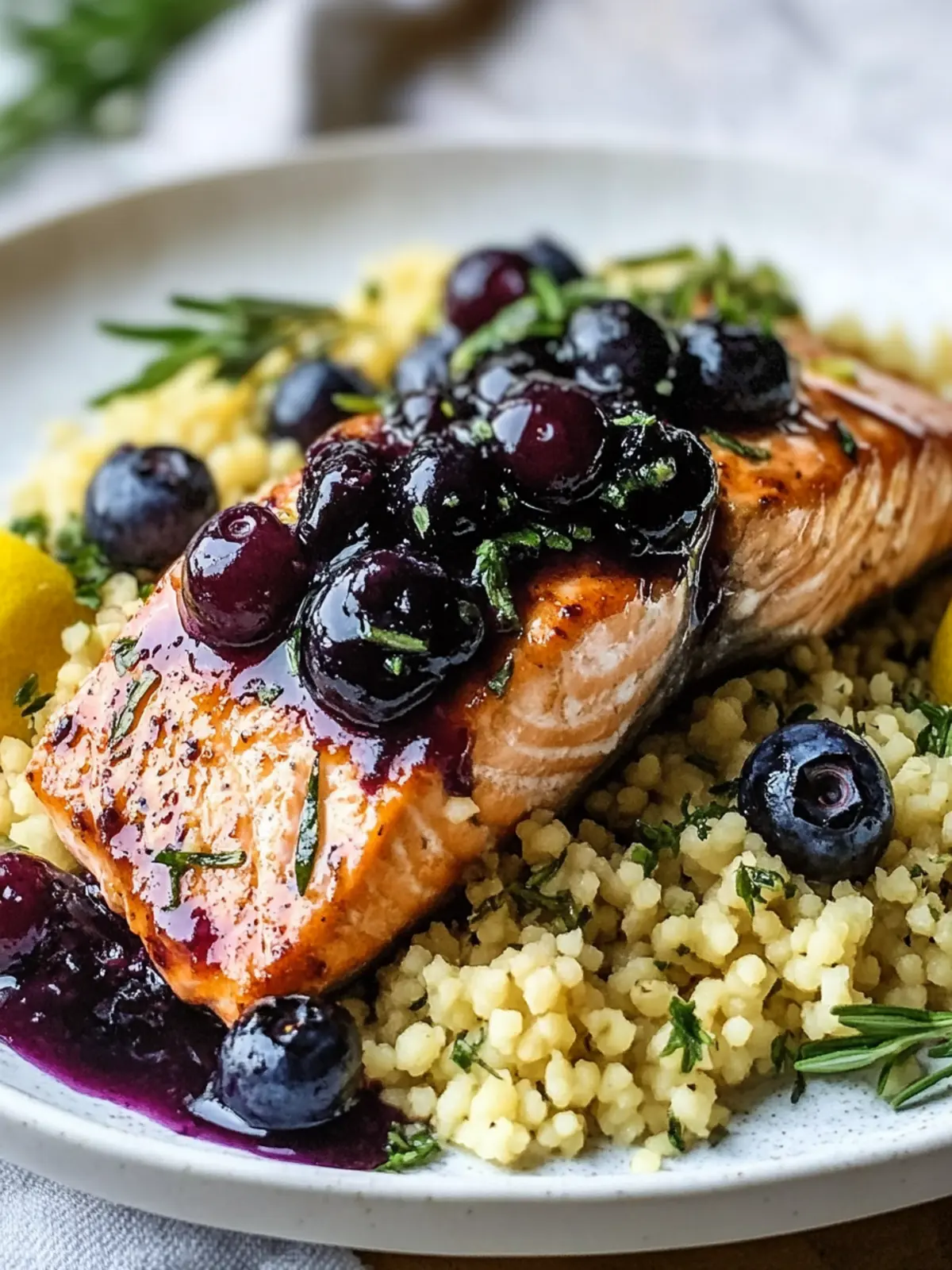 Blueberry Glazed Salmon with Lemon Herb Couscous Bliss 4 Blueberry Glazed Salmon with Lemon Herb Couscous