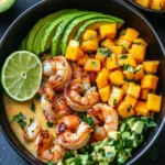 Delicious Shrimp and Avocado Bowls with Mango Salsa Bliss 4 Shrimp and Avocado Bowls with Mango Salsa & Lime-Chili Sauce