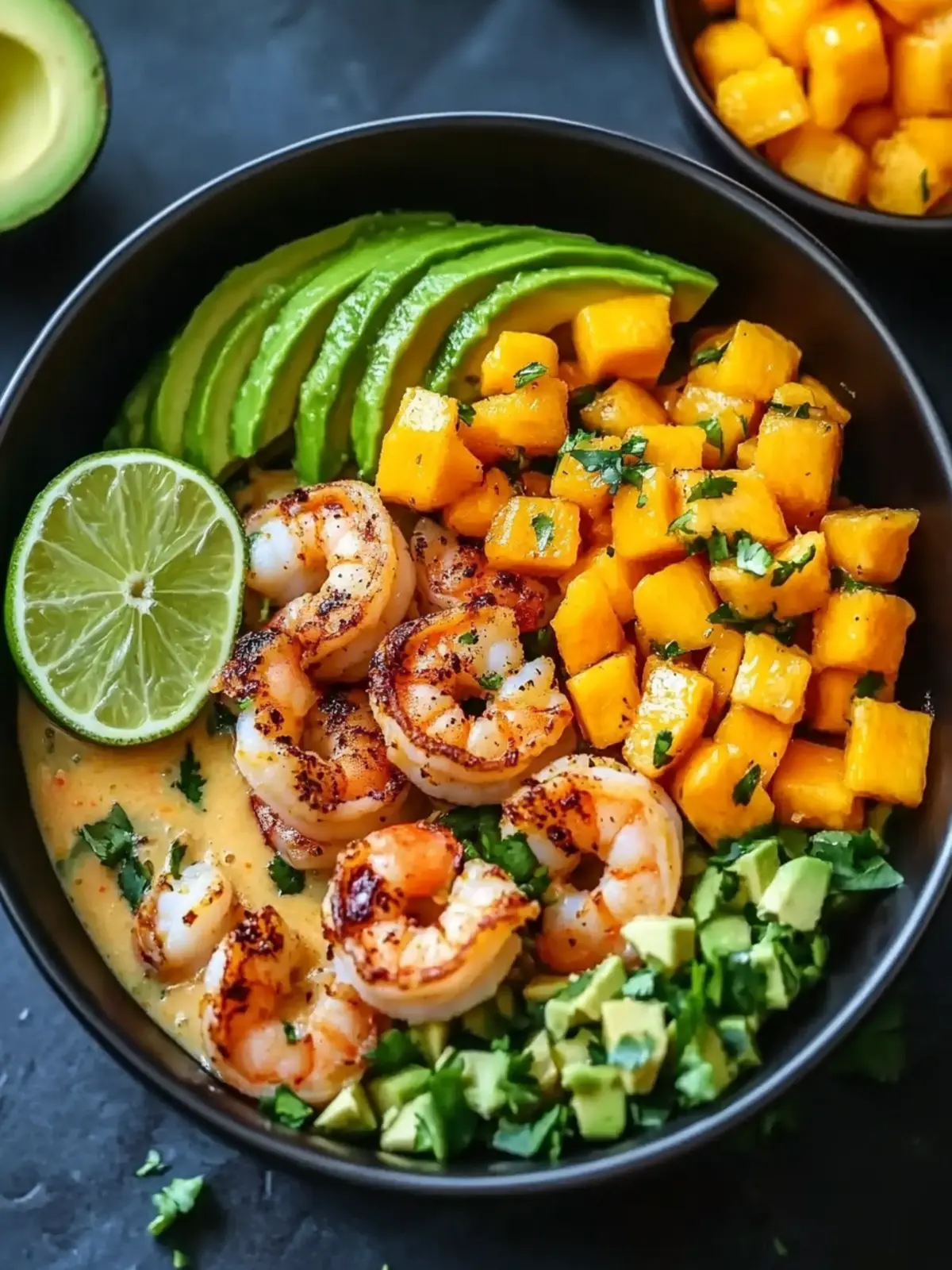 Delicious Shrimp and Avocado Bowls with Mango Salsa Bliss 5 Shrimp and Avocado Bowls with Mango Salsa & Lime-Chili Sauce