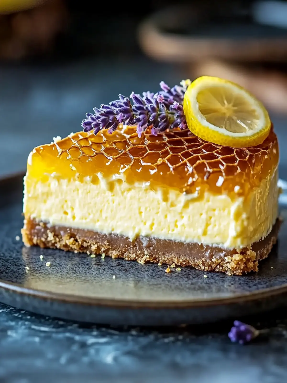 Ultimate Lemon Lavender Cheesecake with Honeycomb Bliss 3 Ultimate Lemon Lavender Cheesecake Topped with Honeycomb: A Culinary Masterpiece
