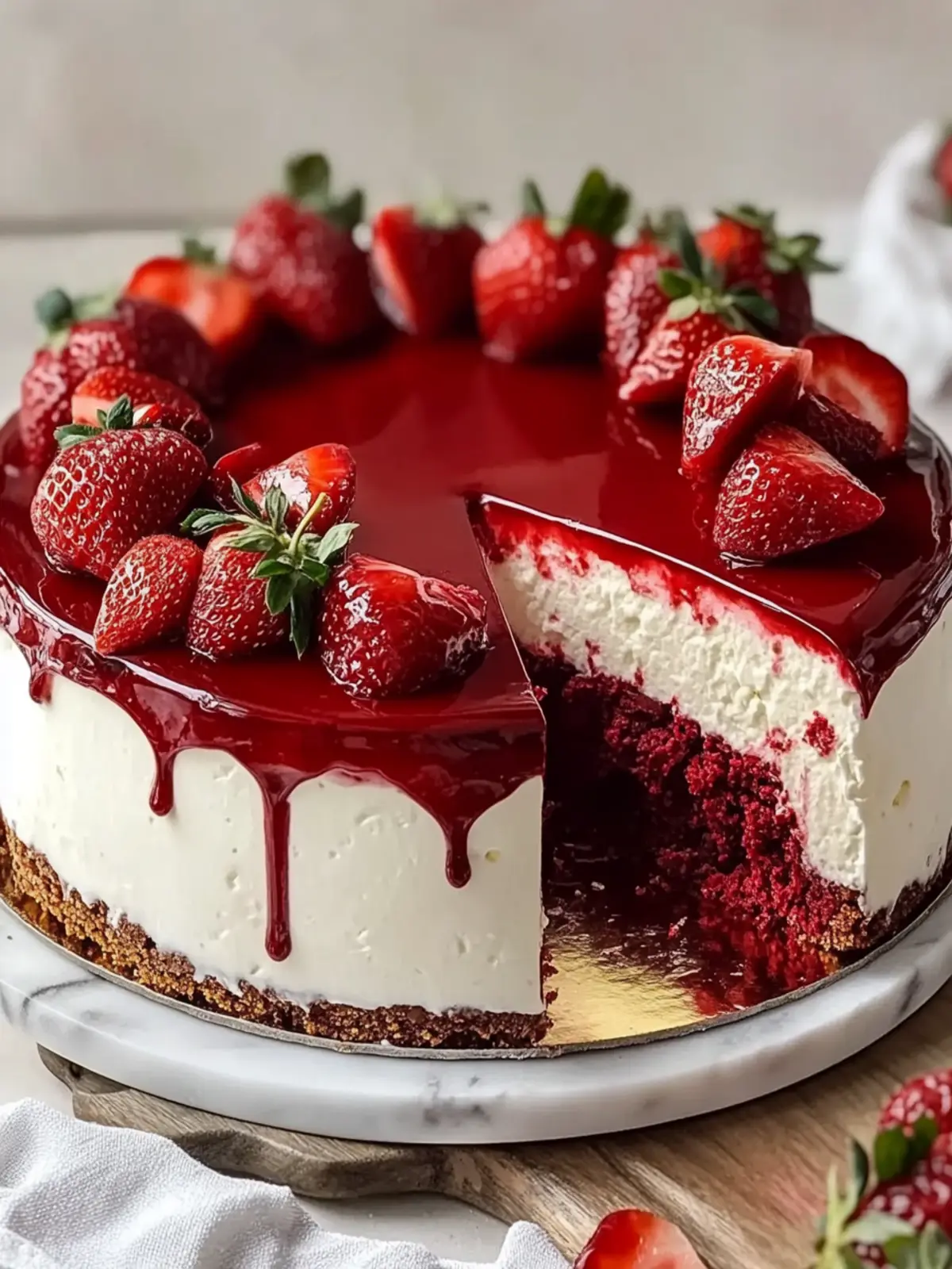 Strawberry Red Velvet Cheesecake: Irresistible Valentine’s Day Treat 2 Strawberry Red Velvet Cheesecake- Valentine’s Day desserts