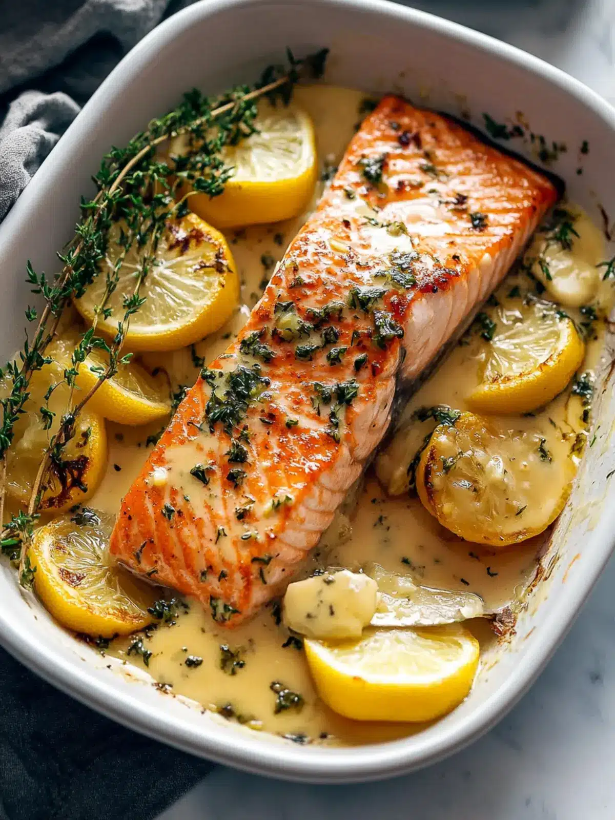 Baked Salmon with Amazing Lemon Sauce