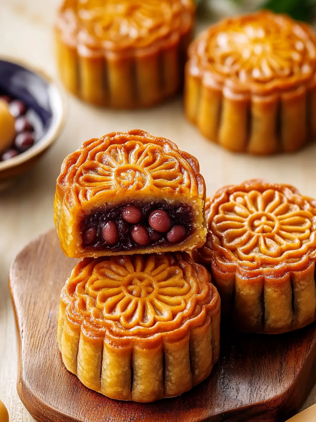 Red Bean Mooncakes With Salted Egg Yolk- Lunar New Year prosperity recipes