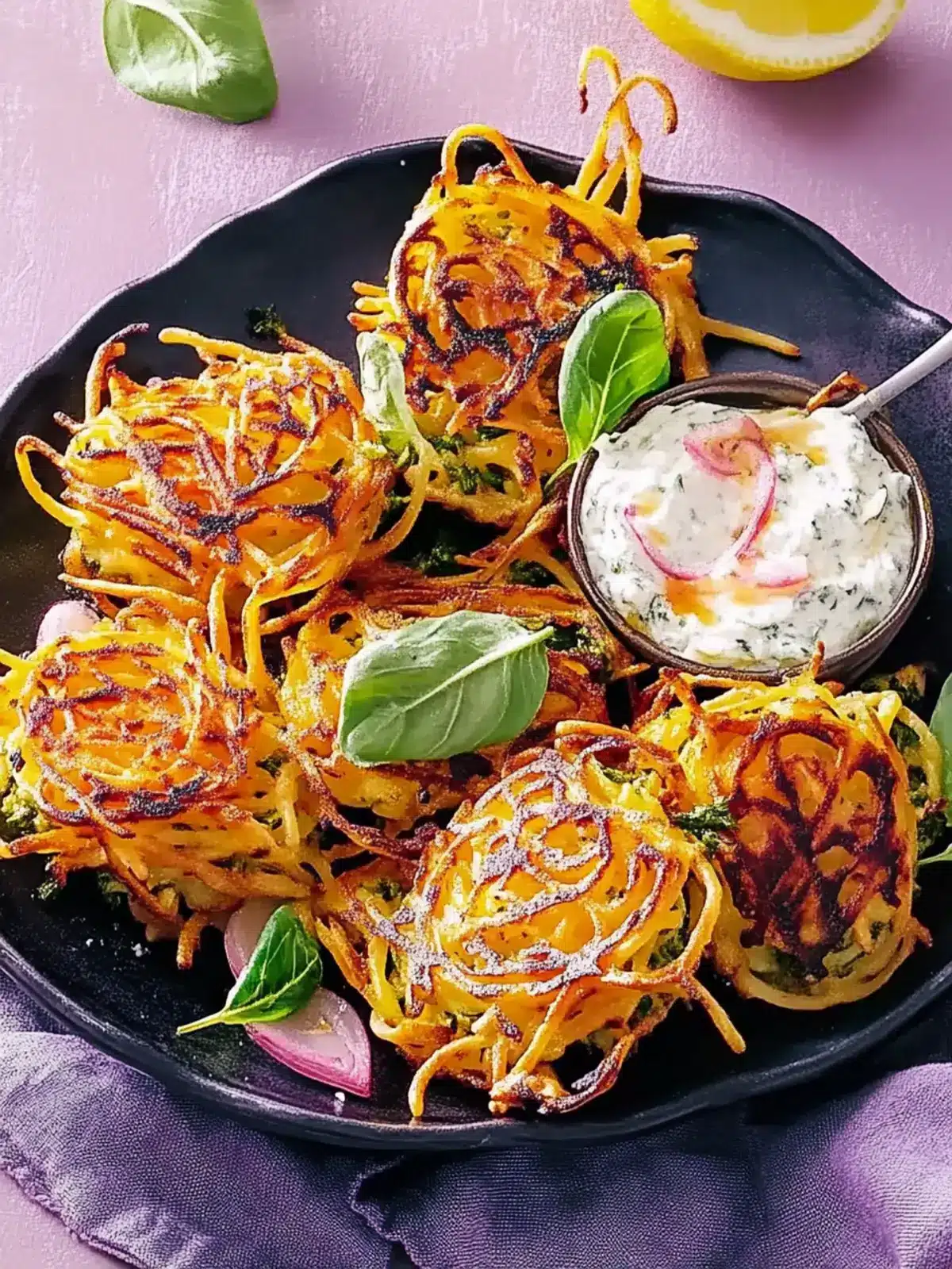 Zesty Pasta Cakes with Feta Dip for Easy Weeknight Dinners 3 Pasta cakes with feta dip