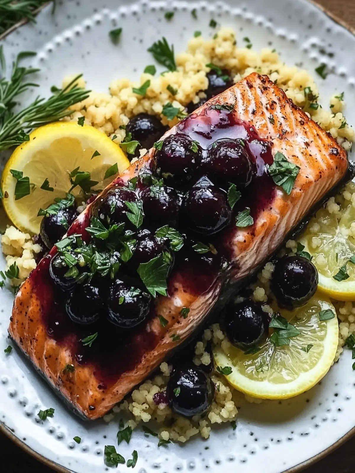 Blueberry Glazed Salmon with Lemon Herb Couscous Bliss 3 Blueberry Glazed Salmon with Lemon Herb Couscous