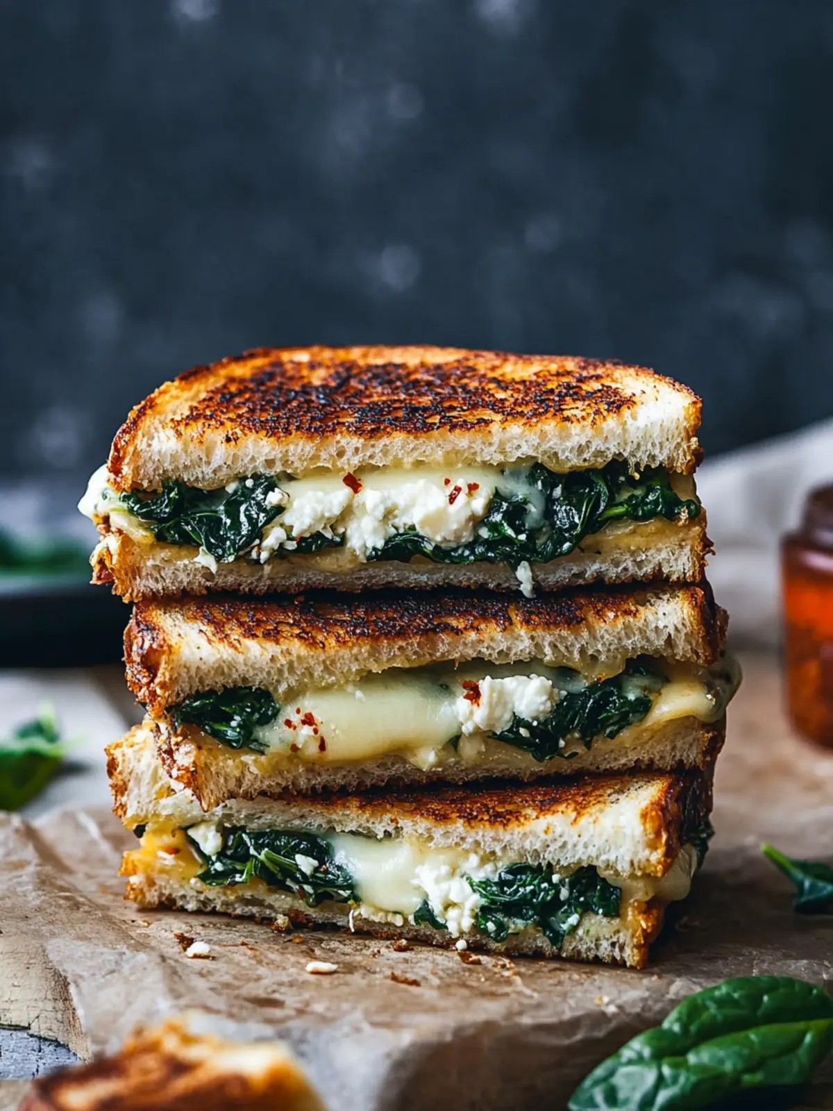 Feta Grilled Cheese Sandwich with Spinach