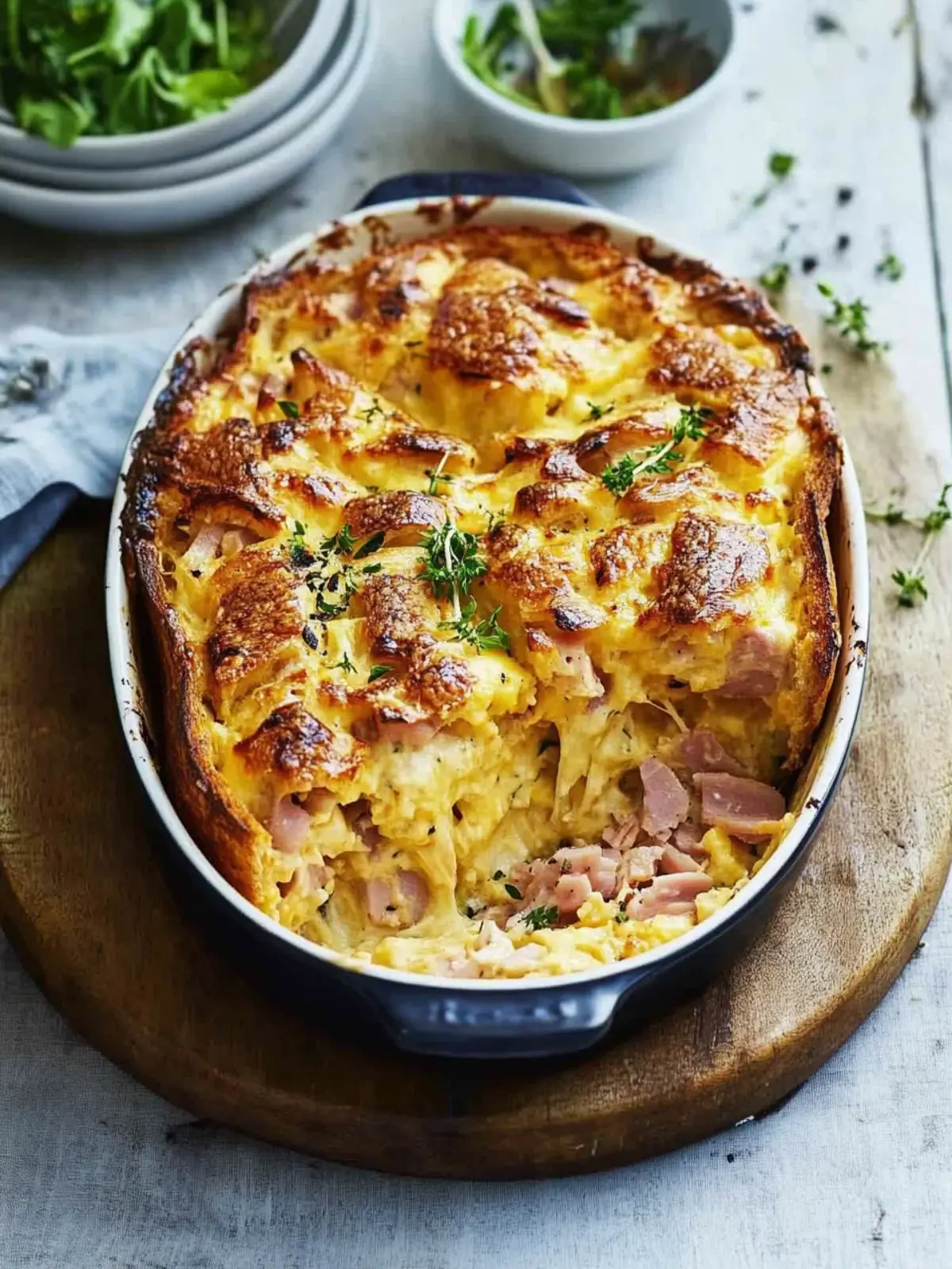 Cheese and ham toastie dinner bake