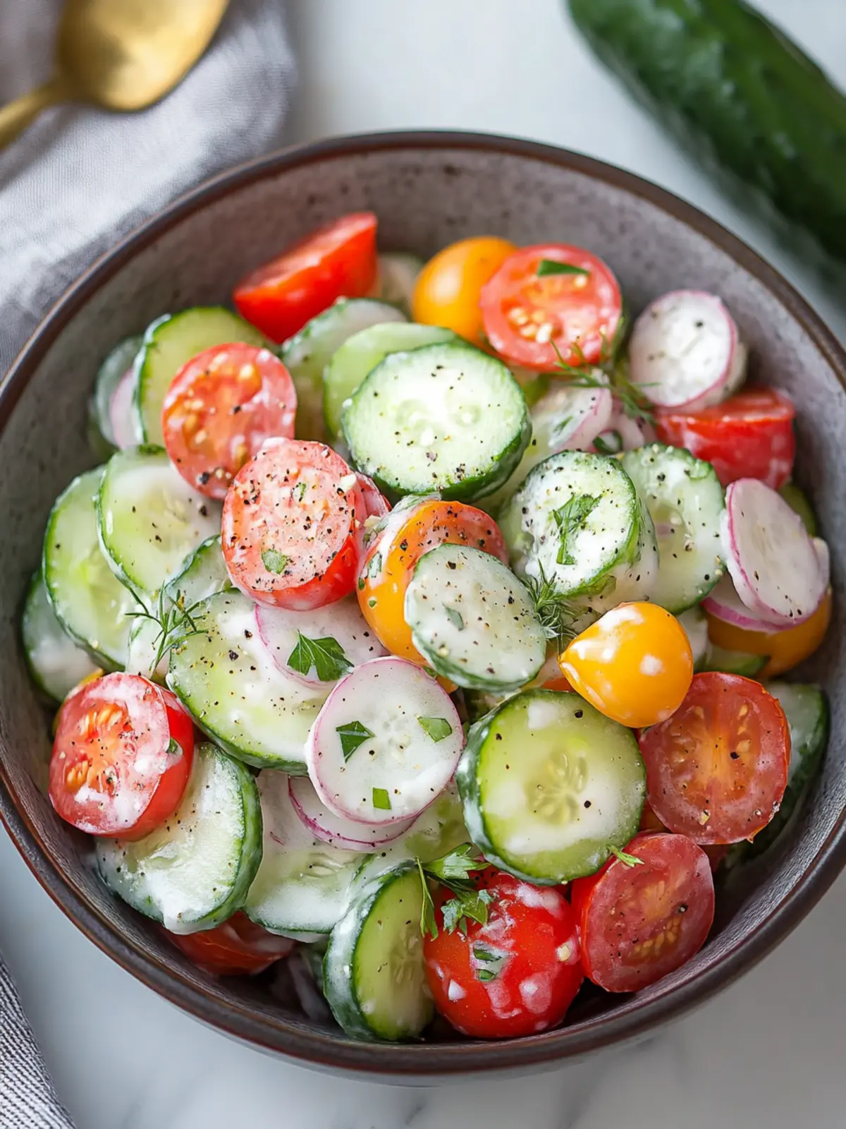 Deliciously Creamy Cucumber Tomato Salad for Fresh Flavor 5 Creamy Cucumber Tomato Salad